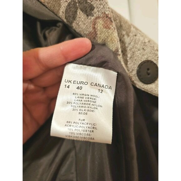 Precis Petite Silk Wool Tweed Blazer Women 12 Beige Floral Professional Career - Picture 7 of 12